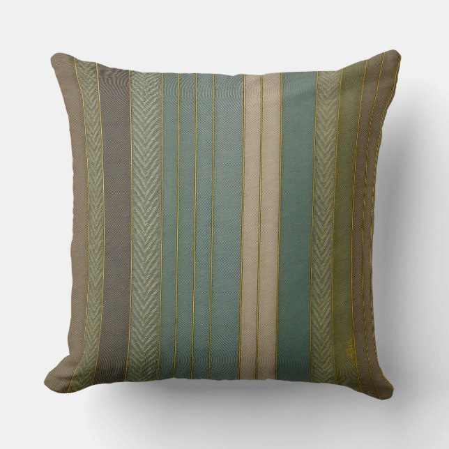 Mid Century Modern Muted Stripes Print Cushion (Front)
