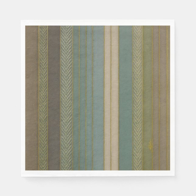 Mid Century Modern Muted Stripes Print Napkin (Front)