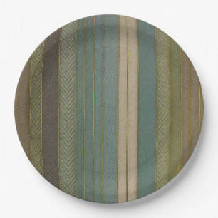 Mid Century Modern Muted Stripes Print Paper Plate