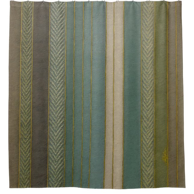 Mid Century Modern Muted Stripes Print Shower Curtain (Front)