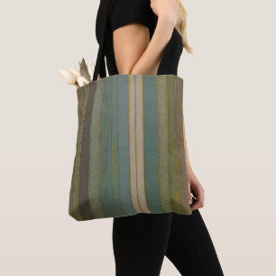Mid Century Modern Muted Stripes Print Tote Bag