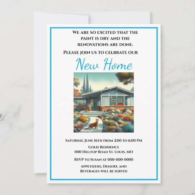 Mid Century Modern New Home Housewarming Invitation (Front)