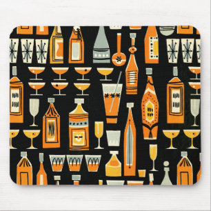 Mid-Century Modern Night Life Pattern Mouse Mat