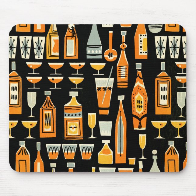 Mid-Century Modern Night Life Pattern Mouse Mat (Front)