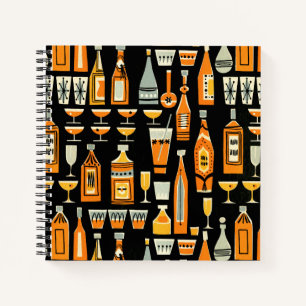 Mid-Century Modern Night Life Pattern Notebook