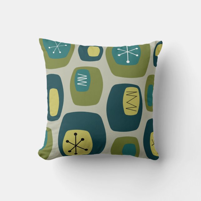 Mid Century Modern Oblongs Olive Green Cushion (Front)