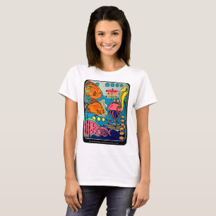 'Mid-Century Modern Ocean Aquatic' painting on a T-Shirt