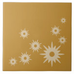 Mid-Century Modern Ochre Gold Starbursts Tile<br><div class="desc">Mid-century modern inspired design featuring vintage retro starbursts on an ochre gold background. Simple,  clean modern design.</div>
