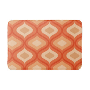 Mid century modern ogee orange and beige bath mat