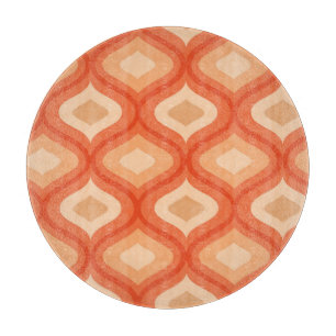 Mid century modern ogee orange and beige cutting board