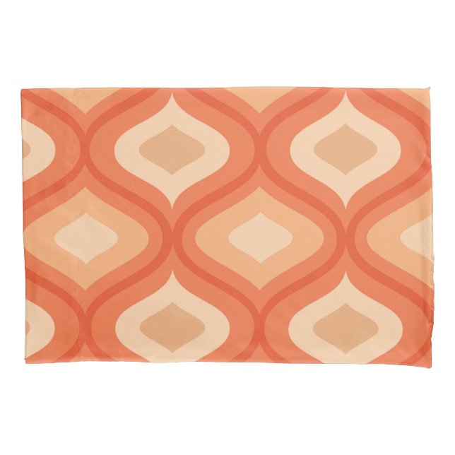 Mid century modern ogee orange and beige    pillowcase (Front)