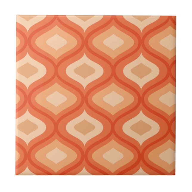 Mid Century Modern Ogee Orange and Beige    Tile (Front)