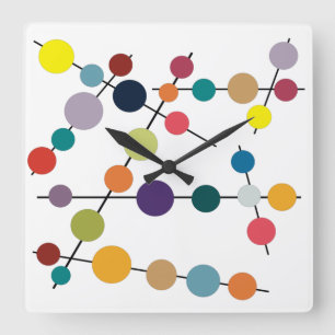 Mid-Century Modern Olives  Square Wall Clock