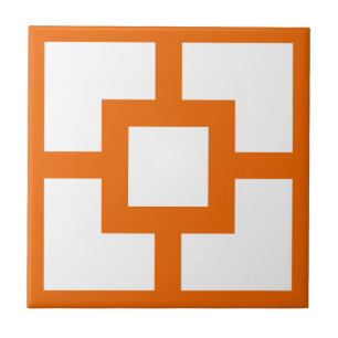 Mid Century Modern Orange and White Breeze Block  Tile