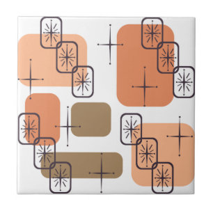 Mid Century Modern Orange Brown Tile