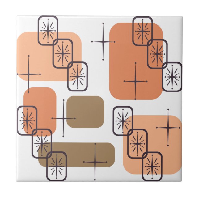 Mid Century Modern Orange Brown Tile (Front)