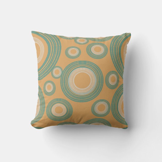 Mid Century Modern Orange  Circle  Cushion (Front)