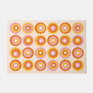 Mid Century Modern Orange Circles Pattern Doormat