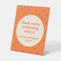 Mid Century Modern Orange Custom Wedding Thank You