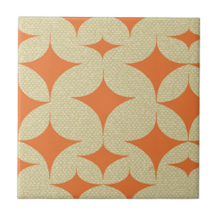 Mid Century Modern Orange Diamond  Tile