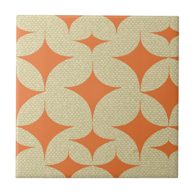 Mid Century Modern Orange Diamond  Tile (Front)