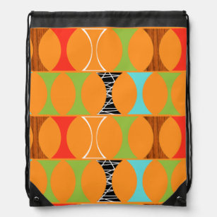 Mid Century Modern Orange Drawstring Backpack