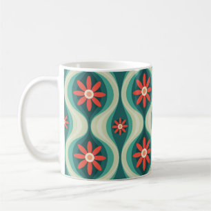 Mid-Century Modern: Orange Flowers Abstract Coffee Mug