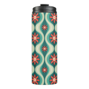 Mid-Century Modern: Orange Flowers Abstract Thermal Tumbler