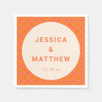Mid Century Modern Orange Geometric Custom Wedding