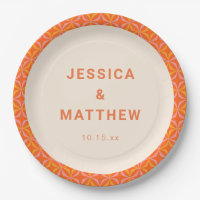 Mid Century Modern Orange Geometric Custom Wedding