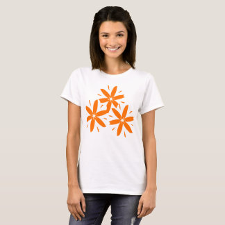 Mid-Century Modern Orange Geometric Floral T-Shirt