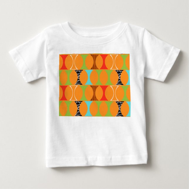 Mid Century Modern Orange Pattern Baby T-Shirt (Front)