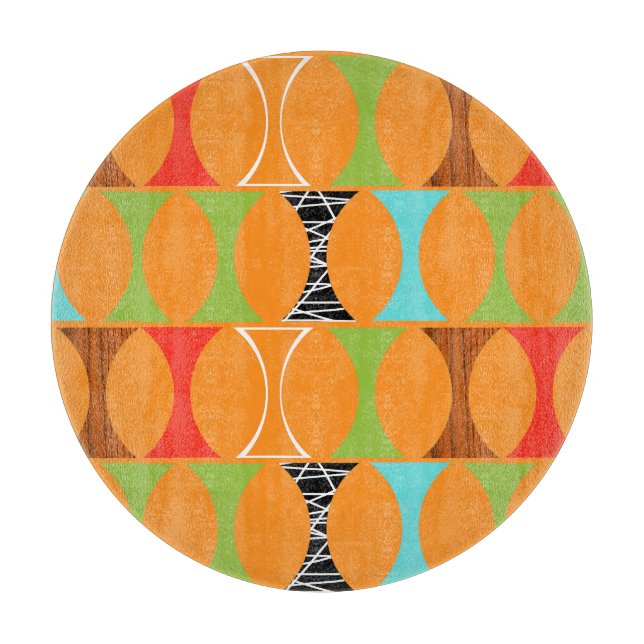 Mid Century Modern Orange Pattern Cutting Board (Front)