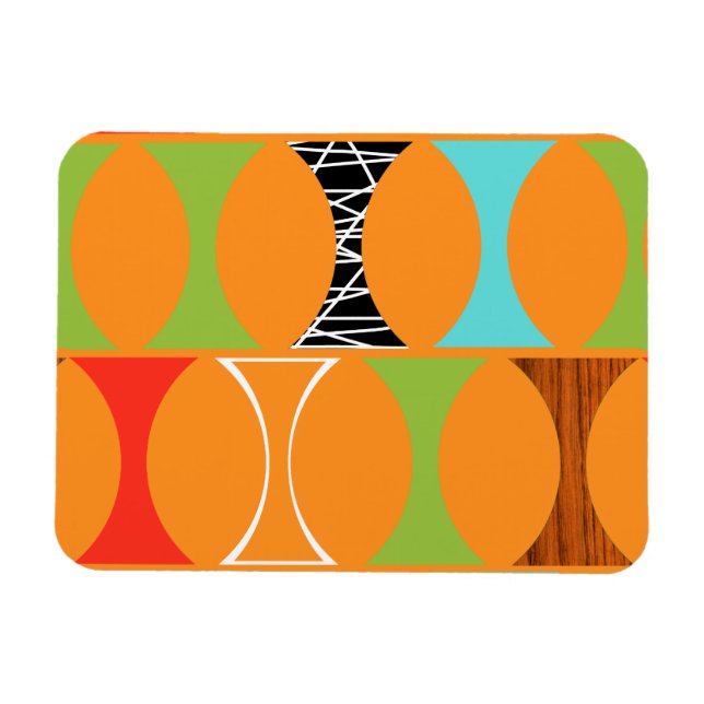 Mid Century Modern Orange Pattern Magnet (Horizontal)