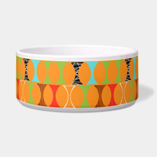 Mid Century Modern Orange Pattern Pet Bowl