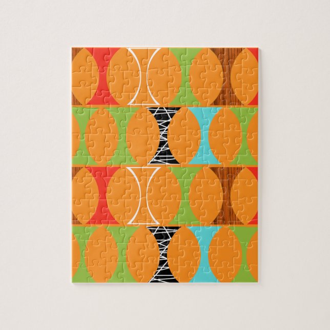 Mid Century Modern Orange Pattern Puzzle (Vertical)
