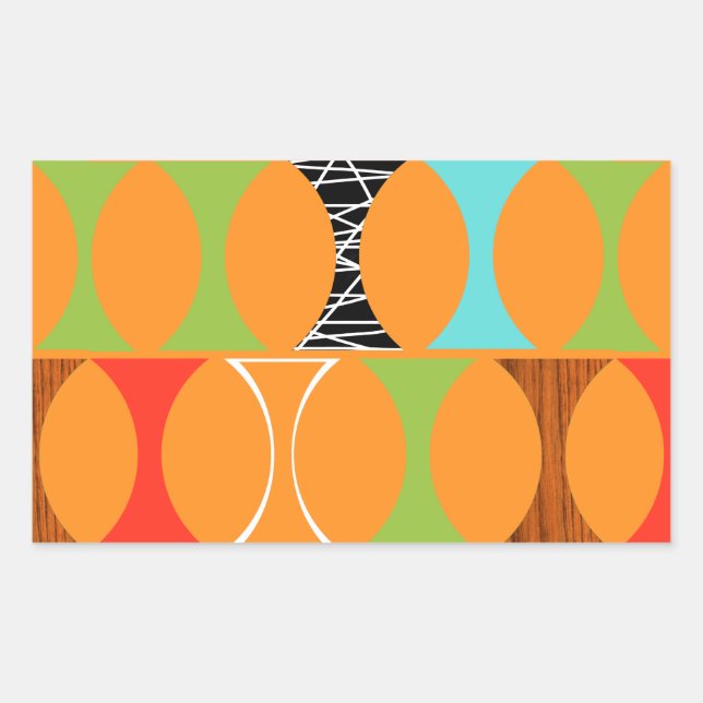 Mid Century Modern Orange Pattern Stickers (Front)