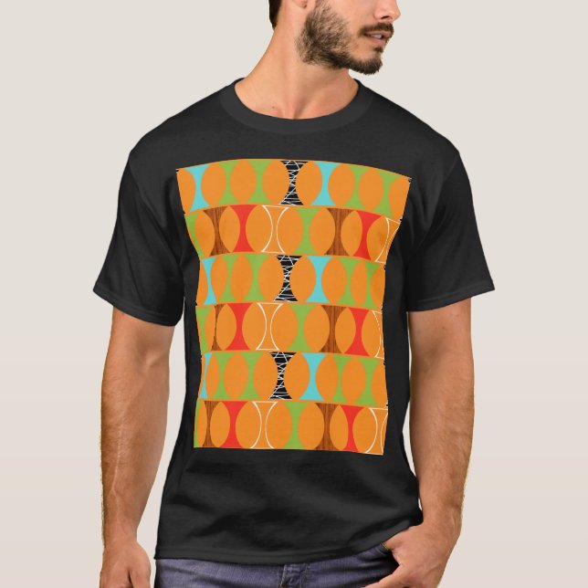 Mid Century Modern Orange Pattern T-Shirt (Front)