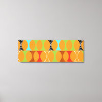 Mid Century Modern Orange Pattern Wrapped Canvas