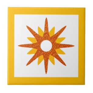 Mid-Century Modern Orange Starburst Tile