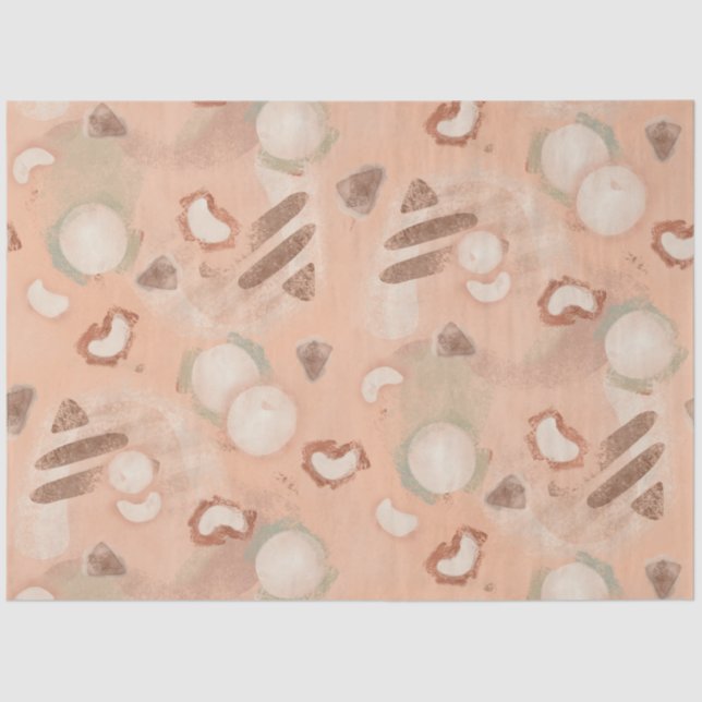 Mid Century Modern Organic Rounded Geometric Peach Tissue Paper (Front)