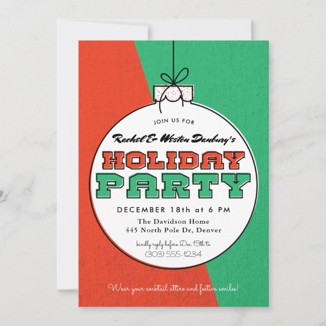 Mid Century Modern Ornament Holiday Party Invitation (Front)