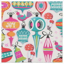 Mid-Century Modern Ornaments Christmas Fabric