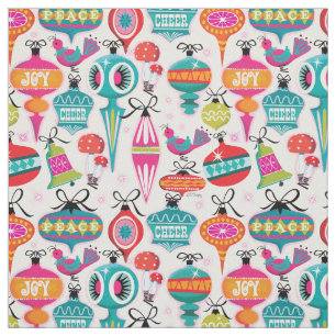 Mid-Century Modern Ornaments Christmas Fabric