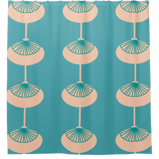 Mid-Century Modern Ovals Abstract Shower Curtain (Front)