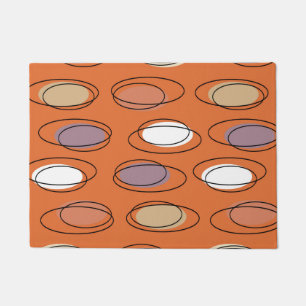 Mid Century Modern Ovals Scribbles Orange Doormat
