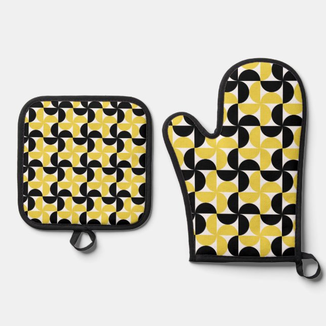 Mid Century Modern Oven Mitt & Pot Holder Set (Front)