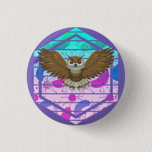 Mid Century Modern Owl 3 Cm Round Badge