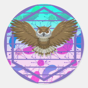 Mid Century Modern Owl Classic Round Sticker