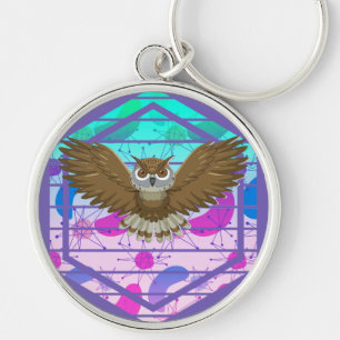 Mid Century Modern Owl Key Ring